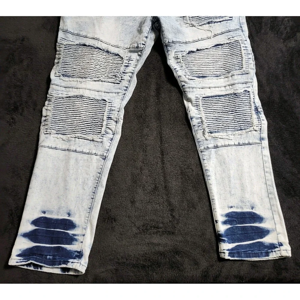 Bleecker & Mercer Mens Jeans Size 42x32 Slim Acid Wash Denim Distressed